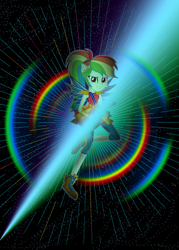 Size: 1500x2100 | Tagged: safe, artist:razoredge2312, imported from derpibooru, rainbow dash, equestria girls, legend of everfree, female, light, rainbow, solo