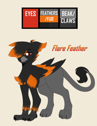 Size: 3290x4290 | Tagged: safe, artist:tuzz-arts, artist:tuzzarts, imported from derpibooru, oc, oc only, oc:flare feather, griffon, female, reference sheet, simple background, solo