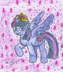 Size: 459x530 | Tagged: safe, artist:xxgreenninjachickxx, imported from derpibooru, twilight sparkle, alicorn, pony, big crown thingy, female, jewelry, regalia, solo, traditional art, twilight sparkle (alicorn)