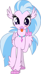 Size: 2136x3800 | Tagged: safe, artist:andrevus, imported from derpibooru, silverstream, classical hippogriff, hippogriff, :p, cute, diastreamies, eye pull tongue diss, facing you, female, looking at you, silly, simple background, solo, tongue out, transparent background