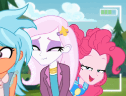 Size: 444x338 | Tagged: safe, imported from derpibooru, screencap, fleur-de-lis, frosty orange, pinkie pie, equestria girls, equestria girls series, five lines you need to stand in, spoiler:eqg series (season 2), animated, bathroom line, covering crotch, cropped, dancing, desperation, female, fetish fuel, lidded eyes, need to pee, omorashi, potty dance, potty emergency, potty time
