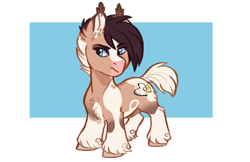 Size: 5100x3300 | Tagged: safe, artist:earthsong9405, imported from derpibooru, oc, oc only, oc:trots n socks, bat pony, hybrid, wingless bat pony, bat pony oc, blaze (coat marking), chibi, coat markings, commission, ear tufts, female, gift art, grumpy, socks (coat marking), socks (coat markings), solo, unshorn fetlocks, wingless