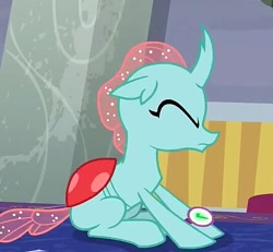 Size: 541x499 | Tagged: safe, imported from derpibooru, screencap, ocellus, changedling, changeling, a matter of principals, cropped, cute, diaocelles, eyes closed, female, profile, sitting, solo