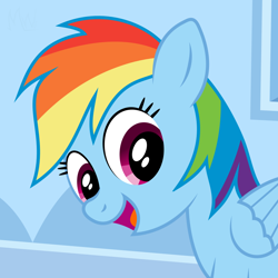 Size: 850x850 | Tagged: safe, artist:m.w., imported from derpibooru, rainbow dash, pegasus, pony, cropped, cute, female, mare, solo