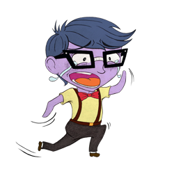 Size: 1000x1000 | Tagged: safe, artist:swordcat9, imported from derpibooru, microchips, equestria girls, equestria girls series, rollercoaster of friendship, chibi, crying, funny, glasses, male, open mouth, simple background, solo, transparent background