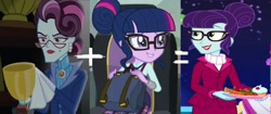 Size: 1280x538 | Tagged: safe, artist:brandonale, imported from derpibooru, principal abacus cinch, rosette nebula, sci-twi, twilight sparkle, equestria girls, equestria girls series, friendship games, twilight under the stars, spoiler:eqg series (season 2), clothes, crystal prep academy uniform, female, glasses, school uniform