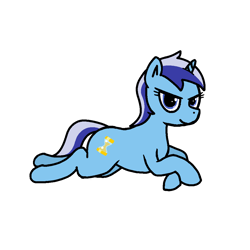 Size: 1000x1000 | Tagged: safe, alternate version, artist:skelmach, imported from derpibooru, part of a set, minuette, pony, unicorn, female, looking at you, prone, simple background, solo, white background