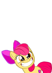 Size: 595x842 | Tagged: safe, artist:joeydr, imported from derpibooru, apple bloom, earth pony, pony, going to seed, adorabloom, big grin, bow, cute, female, filly, grin, looking at you, looking up, simple background, smiling, solo, squee, transparent background, vector