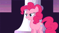 Size: 448x252 | Tagged: safe, imported from derpibooru, screencap, pinkie pie, earth pony, pony, sweet and elite, animated, female, gif, mare, partillery, party cannon, solo