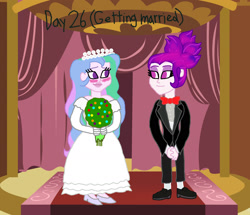 Size: 1600x1379 | Tagged: safe, artist:ktd1993, imported from derpibooru, princess celestia, queen novo, equestria girls, blushing, equestria girls-ified, female, lesbian, lesbian wedding, marriage, novolestia, principal celestia, shipping, wedding