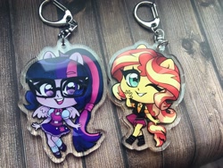 Size: 2048x1536 | Tagged: safe, artist:techycutie, imported from derpibooru, sci-twi, sunset shimmer, twilight sparkle, equestria girls, equestria girls series, ears, female, geode of empathy, irl, magical geodes, photo, ponied up, scitwilicorn, wings