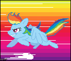 Size: 140x120 | Tagged: safe, artist:vaporotem, imported from derpibooru, rainbow dash, pegasus, pony, animated, female, flying, mare, motion lines, solo