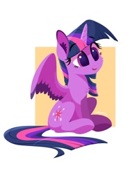 Size: 800x1000 | Tagged: safe, artist:lollipony, imported from derpibooru, twilight sparkle, alicorn, pony, :d, adorkable, chest fluff, cute, dork, ear fluff, female, happy, lineless, mare, simple background, sitting, solo, spread wings, twiabetes, twilight sparkle (alicorn), vector, wings