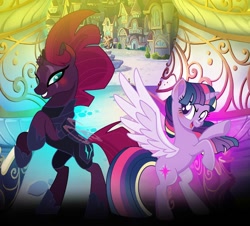 Size: 940x850 | Tagged: safe, artist:kiwi4578, imported from derpibooru, tempest shadow, twilight sparkle, alicorn, pony, eyes on the prize, female, lesbian, shipping, smiling, smirk, tempestlight, twilight sparkle (alicorn)
