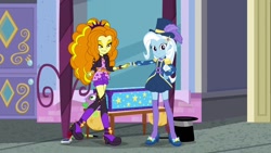 Size: 1192x670 | Tagged: safe, artist:themexicanpunisher, imported from derpibooru, adagio dazzle, spike, spike the regular dog, trixie, dog, equestria girls, equestria girls series, find the magic, street magic with trixie, spoiler:eqg series (season 2), adagiospike, female, shipping