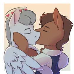 Size: 640x640 | Tagged: safe, artist:elijah, imported from derpibooru, doctor high fever, oc, pony, clothes, gay, kissing, male