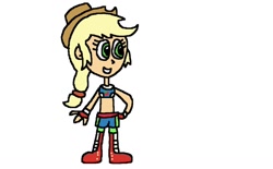 Size: 1024x633 | Tagged: safe, artist:mixopolischannel, imported from derpibooru, applejack, equestria girls, clothes, exeron fighters, exeron outfit, midriff, sports bra