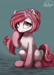 Size: 3043x4243 | Tagged: safe, artist:avery-valentine, imported from derpibooru, oc, oc only, pony, chest fluff, freckles, horns, sitting, solo