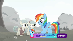 Size: 1920x1080 | Tagged: safe, imported from derpibooru, screencap, barley barrel, pickle barrel, rainbow dash, pegasus, pony, rainbow roadtrip, barrel twins, colt, discovery family logo, female, filly, male, siblings, twins