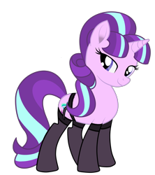 Size: 4713x5313 | Tagged: safe, artist:bronyacholly, imported from derpibooru, starlight glimmer, pony, unicorn, absurd resolution, adorasexy, alternate hairstyle, bedroom eyes, clothes, cute, female, garter belt, garters, glimmerbetes, looking at you, mare, s5 starlight, sexy, simple background, smiling, smiling at you, socks, solo, stockings, thigh highs, transparent background