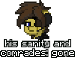 Size: 497x381 | Tagged: safe, imported from derpibooru, oc, oc only, oc:blu skies, pony, pony town, big boss, edgy, eyepatch, head only, meme, metal gear, metal gear solid, metal gear solid 5, pixel art, punished snake, reaction image, scar, smile and optimism meme, venom snake, video game