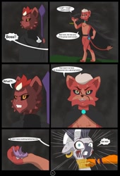 Size: 736x1085 | Tagged: safe, alternate version, artist:chedx, imported from derpibooru, zecora, abyssinian, cat, comic:the storm kingdom, my little pony: the movie, alternate hairstyle, alternate timeline, alternate universe, black paw, black paw warlocks, captured, comic, fanart, fanfic, shocked, the bad guy wins, the black paw warlocks