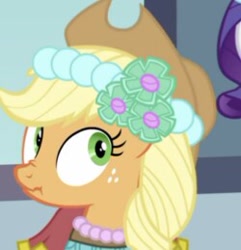 Size: 250x259 | Tagged: safe, imported from derpibooru, screencap, applejack, pony, a canterlot wedding, cropped, cute, scrunchy face