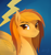 Size: 1500x1596 | Tagged: dead source, safe, artist:sierraex, imported from derpibooru, spitfire, pegasus, pony, blue background, eyebrows, female, loose hair, mare, simple background, solo