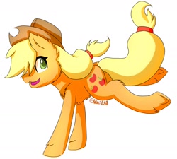 Size: 1865x1681 | Tagged: safe, artist:noxi1_48, imported from derpibooru, applejack, pony, cheek fluff, chest fluff, cute, digital art, ear fluff, female, fluffy, hair over one eye, happy, jackabetes, leg fluff, open mouth, shoulder fluff, solo