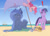 Size: 3500x2500 | Tagged: safe, artist:skitsniga, artist:skitsroom, imported from derpibooru, pinkie pie, princess luna, twilight sparkle, alicorn, crab, earth pony, pony, unicorn, beach, box, exclamation point, eyepatch, eyes closed, female, in which pinkie pie forgets how to gravity, mare, metal gear, metal gear solid 5, mp3 player, pinkie being pinkie, pinkie physics, ship, smiling, trio, umbrella, unicorn twilight
