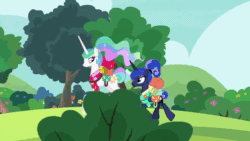 Size: 1920x1080 | Tagged: safe, imported from derpibooru, screencap, arista, capper dapperpaws, discord, flam, fleetfoot, flim, gabby, garble, gilda, laguna, lokiax, princess celestia, princess luna, prominence, silverstream, smooze, soarin', spitfire, trixie, vex, zecora, abyssinian, alicorn, changedling, changeling, classical hippogriff, draconequus, dragon, griffon, hippogriff, pegasus, pony, unicorn, zebra, between dark and dawn, alternate hairstyle, animated, cauldron, chest fluff, clothes, cute, cutelestia, ethereal mane, female, hair bun, lotta little things, lunabetes, mare, no sound, ponytail, prancing, quadrupedal, royal sisters, shirt, tail bun, tree, trixie's wagon, trotting, webm, wonderbolts