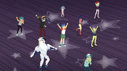 Size: 1920x1080 | Tagged: safe, imported from derpibooru, screencap, bulk biceps, desert sage, doodle bug, drama letter, flash sentry, mile hill, technicolor waves, victoria, waldo whereabout, watermelody, equestria girls, equestria girls series, spring breakdown, spoiler:eqg series (season 2), all good (song), background human, bikini, cheering, clothes, converse, feet, female, glasses, legs, male, midriff, shoes, socks, swimsuit, tankini