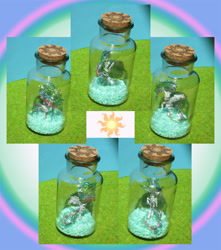 Size: 1353x1528 | Tagged: safe, artist:malte279, imported from derpibooru, princess celestia, bottle, collage, cork, craft, cutie mark, princess in a bottle, pyrography, traditional art, wire sculpture