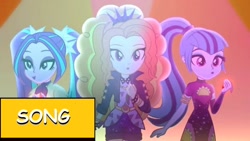Size: 1280x720 | Tagged: safe, imported from derpibooru, adagio dazzle, aria blaze, sonata dusk, equestria girls, equestria girls series, find the magic, spoiler:eqg series (season 2), the dazzlings, the dazzlings have returned, youtube thumbnail