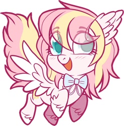 Size: 947x958 | Tagged: safe, artist:centchi, imported from derpibooru, oc, oc:ninny, pegasus, pony, chibi, cute, female, flying, looking at you, pastel