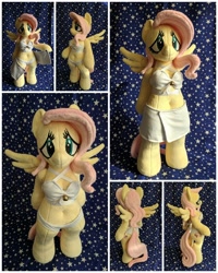 Size: 1600x2000 | Tagged: safe, artist:burgunzik, imported from derpibooru, fluttershy, anthro, unguligrade anthro, animated, anthro plushie, arm hooves, belly button, bikini, breasts, clothes, female, gif, irl, photo, plushie, solo, swimsuit