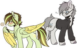 Size: 2389x1502 | Tagged: safe, artist:ak4neh, imported from derpibooru, oc, oc only, oc:akane, oc:rhythm, earth pony, pegasus, pony, female, male, mare, simple background, stallion, transparent background