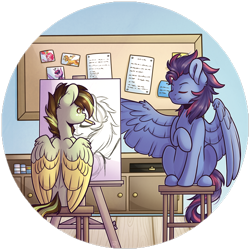 Size: 1024x1024 | Tagged: safe, artist:ak4neh, imported from derpibooru, oc, oc only, oc:akane, oc:lost, pegasus, pony, female, male, mare, stallion