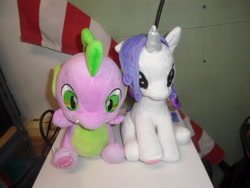 Size: 4320x3240 | Tagged: safe, imported from derpibooru, rarity, spike, female, male, plushie, shipping, sparity, straight