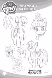 Size: 2107x3160 | Tagged: safe, imported from derpibooru, seven seas, twilight sparkle, alicorn, pony, my little pony: the manga, my little pony: the manga volume 1, spoiler:manga, spoiler:manga1, big crown thingy, concept art, crown, cute, cutie mark, element of magic, jewelry, lineart, looking at you, monochrome, regalia, sketch, sketch gallery, twilight sparkle (alicorn)