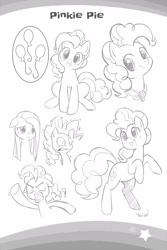 Size: 2107x3160 | Tagged: safe, imported from derpibooru, seven seas, pinkie pie, earth pony, pony, my little pony: the manga, my little pony: the manga volume 1, spoiler:manga, spoiler:manga1, angry, bipedal, cute, cutie mark, diapinkes, element of laughter, lineart, looking at you, monochrome, pinkamena diane pie, pinkie sense, sketch gallery