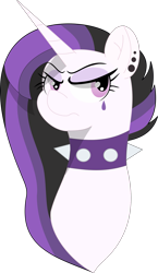 Size: 1111x1920 | Tagged: safe, artist:shooting star, imported from derpibooru, princess celestia, alicorn, pony, between dark and dawn, bust, collar, female, goth, makeup, piercing, pink eyes, portrait, punklestia, simple background, solo, transparent background, vector