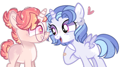 Size: 1236x688 | Tagged: safe, artist:jxst-alexa, artist:nocturnal-moonlight, imported from derpibooru, oc, oc only, oc:astral moonlight, oc:dawn, alicorn, pony, unicorn, female, filly, glasses, interdimensional siblings, magical lesbian spawn, offspring, parent:rainbow dash, parent:sunset shimmer, parent:twilight sparkle, parents:sunsetsparkle, parents:twidash, simple background, transparent background