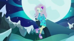 Size: 1883x1055 | Tagged: safe, imported from derpibooru, screencap, fluttershy, equestria girls, equestria girls series, the last drop, the last drop: fluttershy, spoiler:choose your own ending (season 2), spoiler:eqg series (season 2), clothes, female, moon, shoes, sneakers