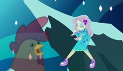 Size: 1881x1080 | Tagged: safe, imported from derpibooru, screencap, fluttershy, bird, chicken, equestria girls, equestria girls series, the last drop, the last drop: fluttershy, spoiler:choose your own ending (season 2), spoiler:eqg series (season 2), clothes, female, moon, shoes, sneakers