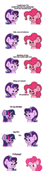 Size: 1920x7560 | Tagged: safe, artist:ljdamz1119, imported from derpibooru, pinkie pie, starlight glimmer, twilight sparkle, alicorn, earth pony, pony, unicorn, comic, dialogue, female, mare, pinkie being pinkie, style change, twilight sparkle (alicorn)