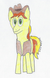 Size: 837x1299 | Tagged: safe, artist:zonesystem, imported from derpibooru, braeburn, earth pony, pony, male, solo, stallion, traditional art