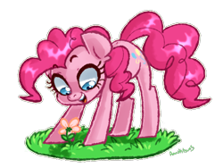 Size: 4000x3000 | Tagged: safe, artist:annakitsun3, imported from derpibooru, pinkie pie, earth pony, pony, cute, diapinkes, female, flower, mare, open mouth, simple background, solo, transparent background