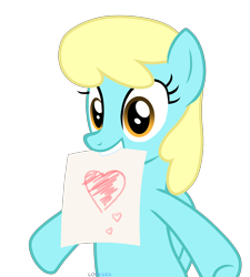 Size: 2700x3000 | Tagged: safe, artist:losyara, imported from derpibooru, sassaflash, pegasus, pony, background pony, drawing, female, heart, mare, mouth hold, paper, simple background, smiling, solo, transparent background, ych result