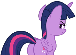 Size: 7496x5464 | Tagged: safe, artist:andoanimalia, edit, imported from derpibooru, twilight sparkle, alicorn, pony, friendship university, absurd resolution, bedroom eyes, butt, caught, editor needed, female, folded wings, looking at you, plot, sexy, she knows, simple background, smug, solo, transparent background, twibutt, twilight sparkle (alicorn), vector, wings